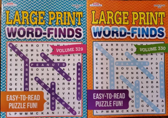 2 NEW WORD FIND Puzzle Books Kappa Vol 329 & 330 LARGE PRINT