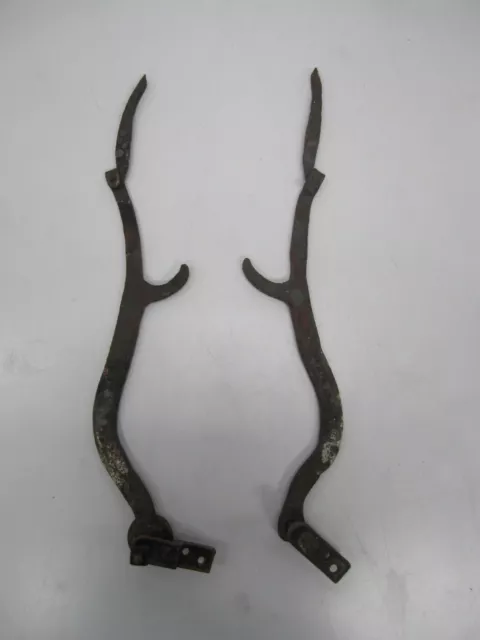 Antique Vtg Primitive Ladder Rung Hooks Locks Hand Forged Iron Hardware Rustic