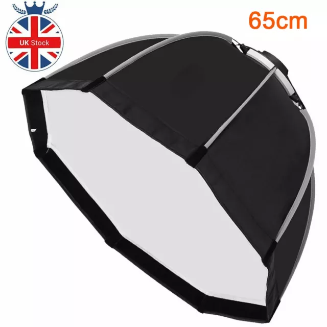 UK 65cm Photo Bowens Mount Portable Octagon Umbrella SoftBox For Speedlite Flash