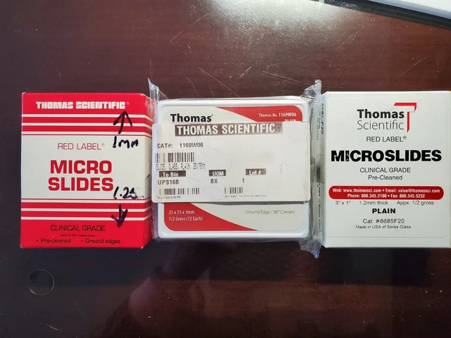 Lot of 3 Boxes of Microscope Slides Thomas Scientific One Sealed Also Covers