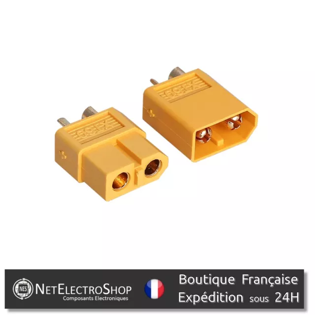 XT60, Connecteur Prise pour Batterie Alimentation RC LIPO, Mâle + Femelle 2