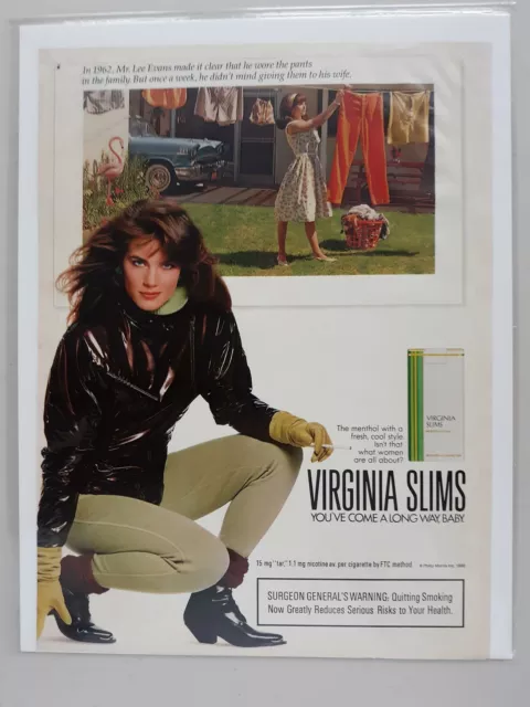 1990 Virginia Slims Cigarettes Smoking Terry Farrell Vintage Magazine Print Ad