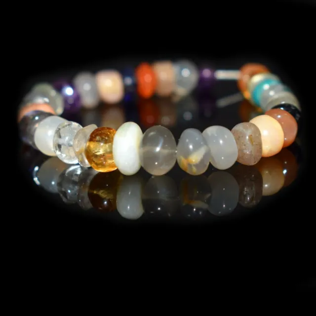 5-7MM Natural Multi Mix Smooth Rondelle Shape Gemstone Loose Beads 4.5" Strand