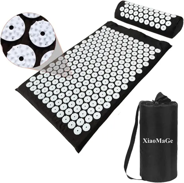 Acupressure Mat and Pillow Set with Bag - Large Size 28.7 X 16.5 Inch Acupunctur