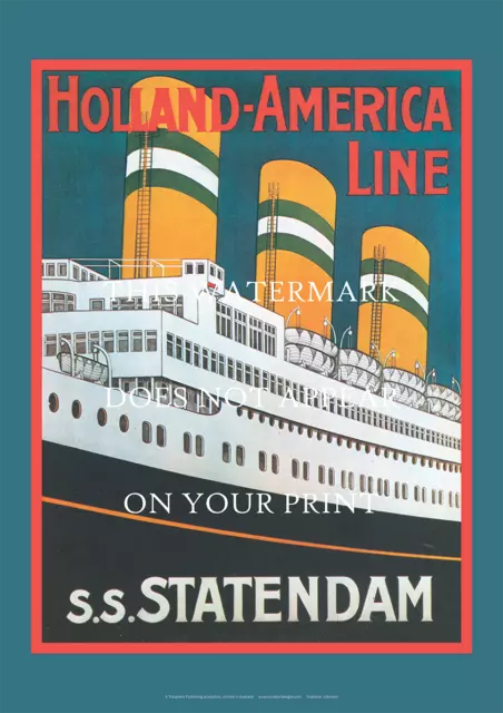 Holland America Line SS Statendam Art Print – 1930s Travel  – 3 sizes Poster