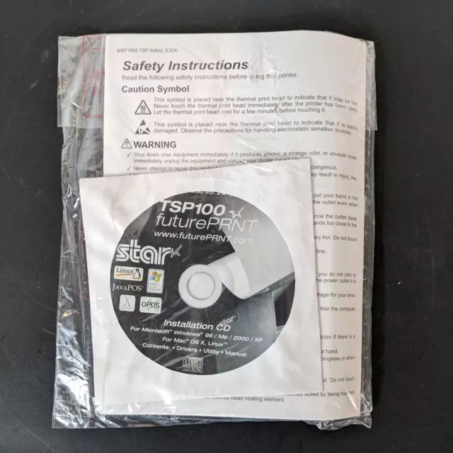 Star TSP100 Install Disk CD Future PRNT Installation Thermal for Printer