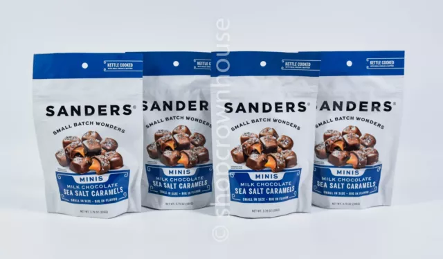 4 Sanders MILK CHOCOLATE SEA SALT CARAMELS MINIS 3.75 ounce bag 05/09/2024 Bulk