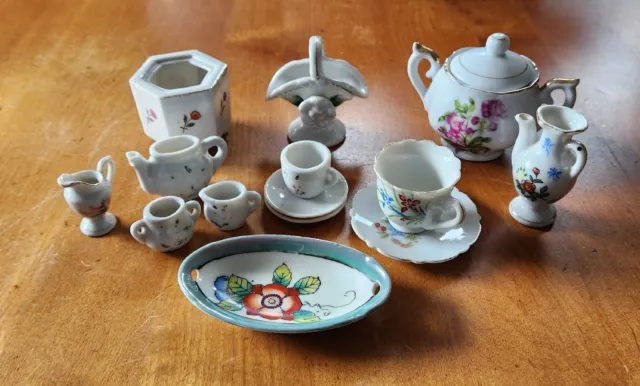Lot Vintage Porcelain Miniature Toy Dollhouse Figurines Teapot Sugar JAPAN