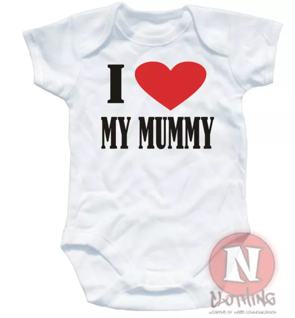 Naughtees Clothing Babygrow I Love My Mummy White Cotton Baby Grow vest Babysuit