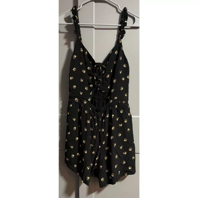 Abercrombie & Fitch Womens Keyhole Floral Spaghetti Strap Romper Black Size M