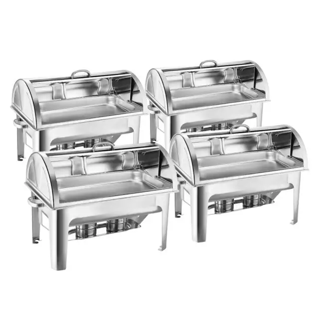 SOGA 4X 9L Stainless Steel Full Size Roll Top Chafing Dish Food Warmer LUZ-Chafi