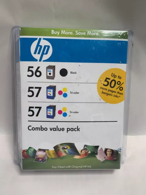 Sealed Genuine HP 56 Black & HP 57 Tri-color Printer Ink Cartridges Expired (A8)