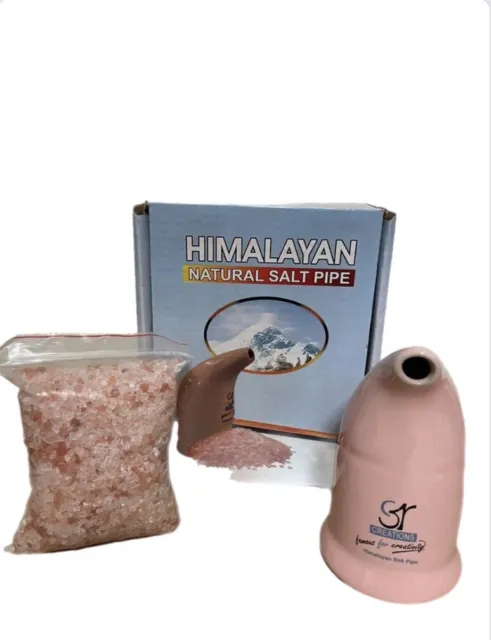 Himalayan Natural Salt Pipe/Inhaler with free 200g Salt - Pink/salmon Colour