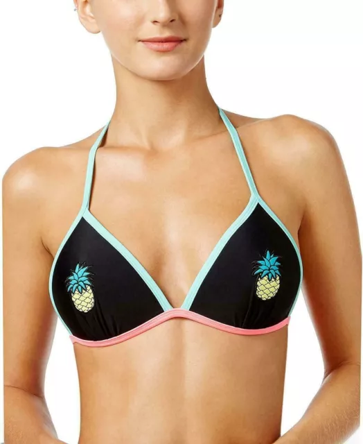 California Waves BLACK Pineapple Patch Push-up Bikini Swim Top, US X-Small