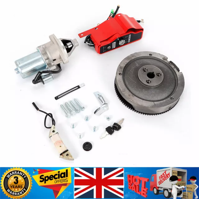 For HONDA GX390 13HP Electric Start Kit Starter Motor Flywheel with Ring Gear UK