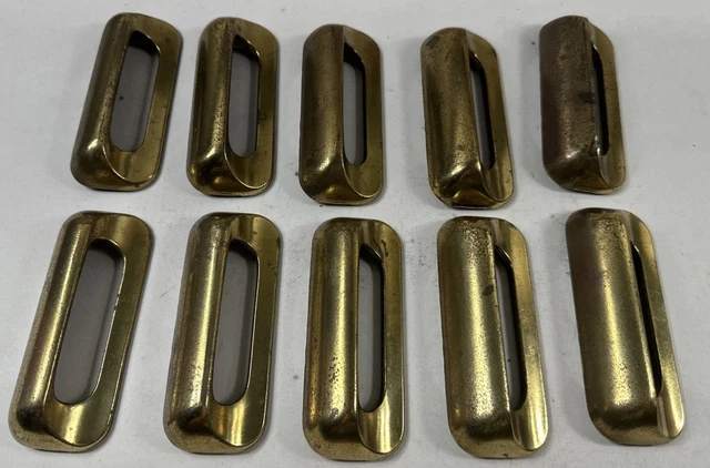 ANTIQUE VINTAGE SET of 10 BRASS DRAWER CUP PULLS Keeler Brass Company