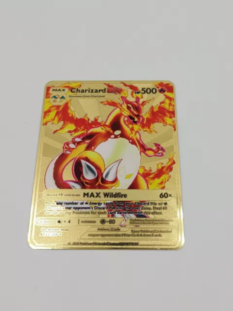 Cartes Pokemon métal or argent anglais français Vmax GX carte d'énergie  Charizard Pikachu Collection Rare