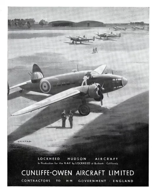 Vintage Cunliffe-Owen Aircraft - Lockheed Hudson Advert - Original 1942