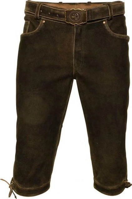 Trachtenlederhose,Kniebund Lederhose Hugo Gürtel Wildbock bisam,in Gr.46+48,50%