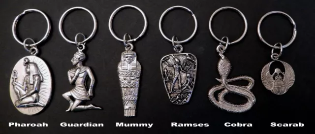 Egyptian Theme Key Rings / Silver Tone / UNISEX