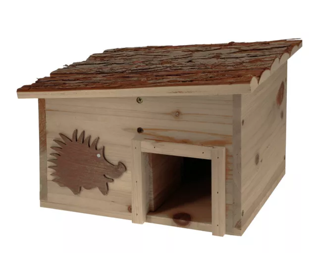 Hotel de erizos de madera techo plano - 34 x 28 cm - alimento para erizos casa cabaña hotel cueva angular
