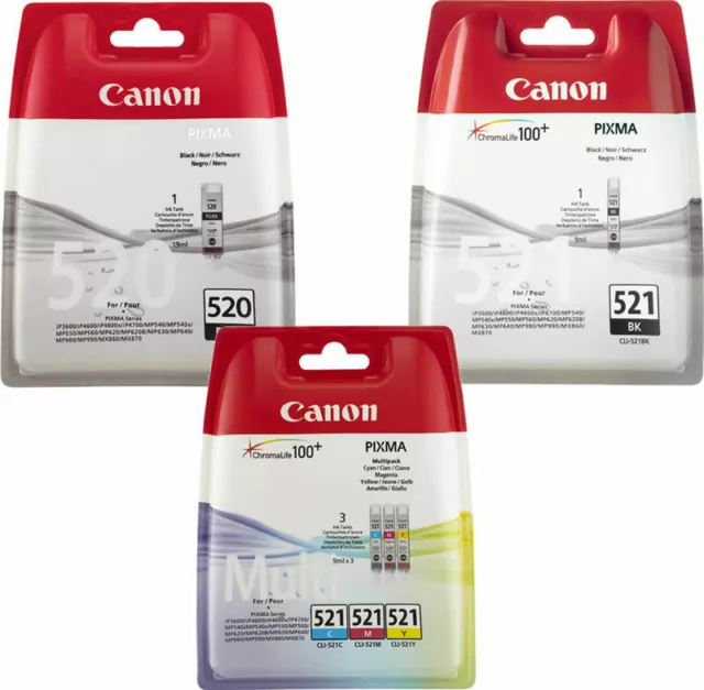 5x DRUCKER TINTEN PATRONEN PGI-520 CLI-521 CANON PIXMA MP540 MP980 MP990