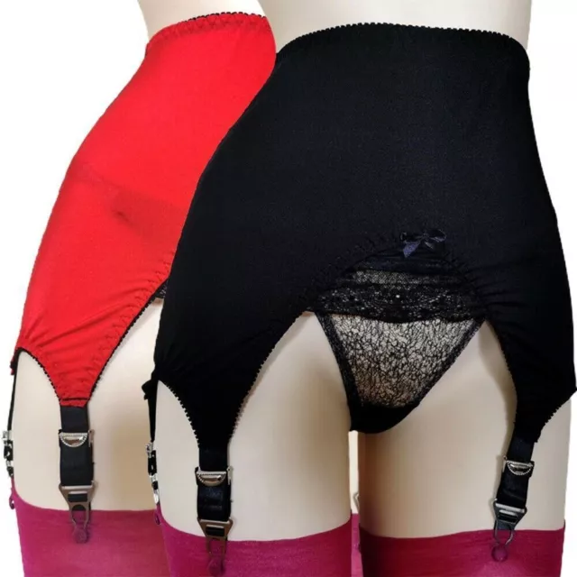 S-2XL Wet Look Open Bottom Girdle Firm Shaping Girdle Garter Belt with 6  Straps