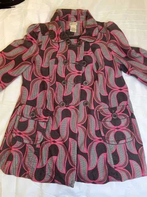 Elevenses Anthropologie Lotus Leaf Double Breasted Pea Coat Women's Size 12