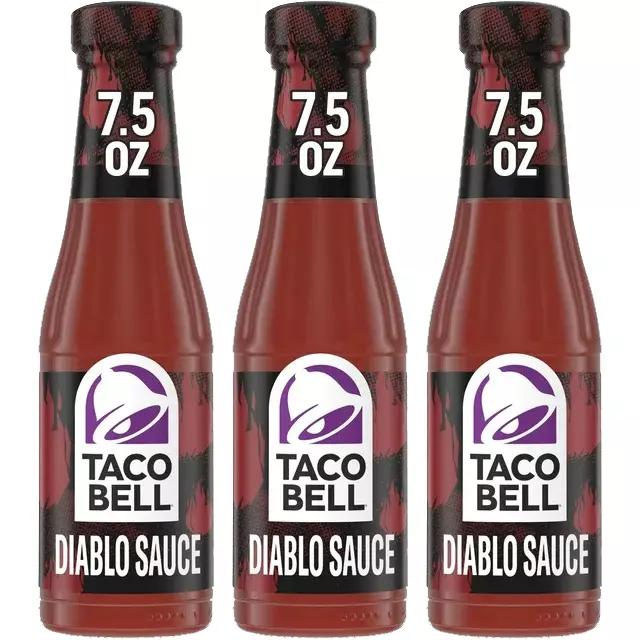 Taco Bell Diablo Sauce 3 Pack 7.5 oz Glass Bottles Mexican Food Condiment Spicy