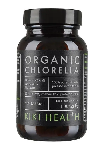 Kiki health Chlorella orgánico 500 mg promueve la desintoxicación y el impulso inmunológico 200 tabletas