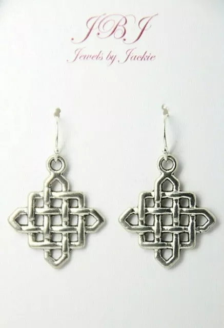 Celtic Knot Charm earrings Celts Irish .925 sterling silver pewter charms 1 1/4"