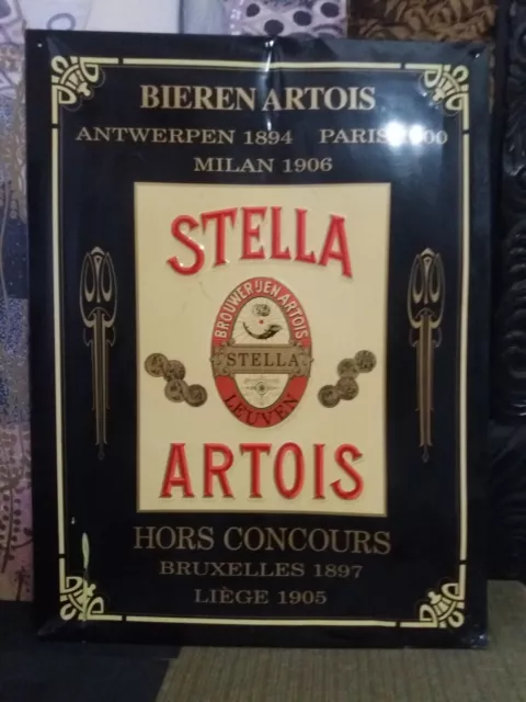 Rara Insegna targa pubblicitaria in latta birra Stella Artois originale 70 x 55