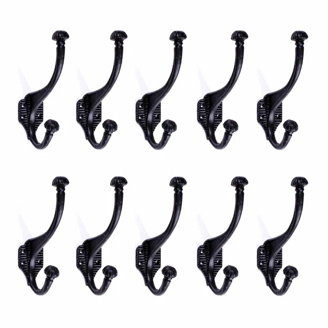 10 Hat Coat Hook Wrought Iron Black | Renovator's Supply