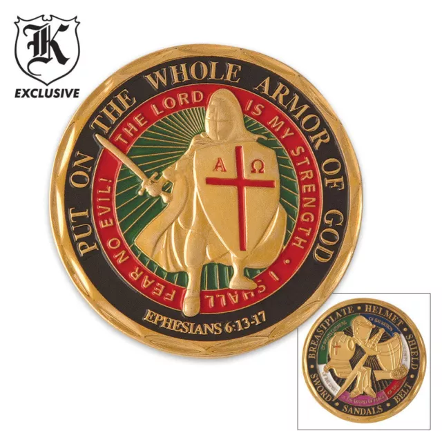 Armor of God Challenge Coin Good Luck Charm Heads Tails Token