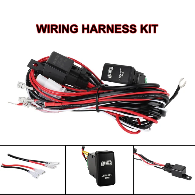WIRING HARNESS KIT 12V 40A Fuse Relay Rocker On/Off Switch For LED