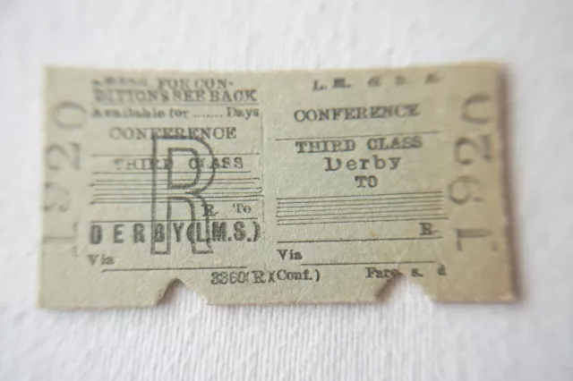 Derby LMS Railway Train Ticket