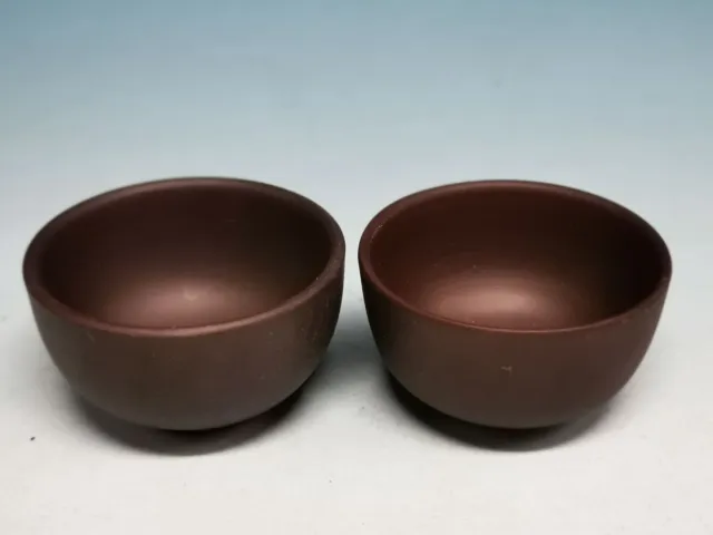 A Set Nice Yixing China Purple Sand Material Brown Drinking Tea Cup W Mark A77