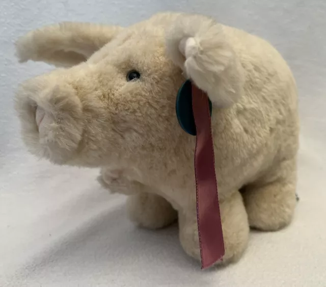 DAKIN NWT Vintage 1982 Pipsqueak Pig Cream Plush Toy Stuffed Animal Nose Squeaks