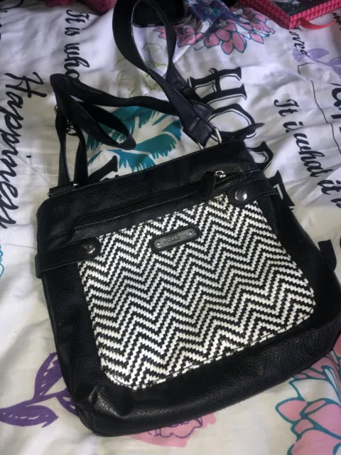 Rosetti Womens Shoulder Bag Purse Handbag Black White Zigzag Stripes NWOT
