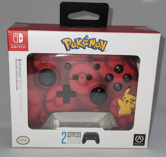 Manette filaire améliorée PowerA Nintendo Switch Pikachu rouge NEUVE 2