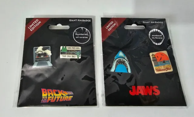 Jaws & Back To The Future Giant Pin Badge Set Limited Edition Nunbered