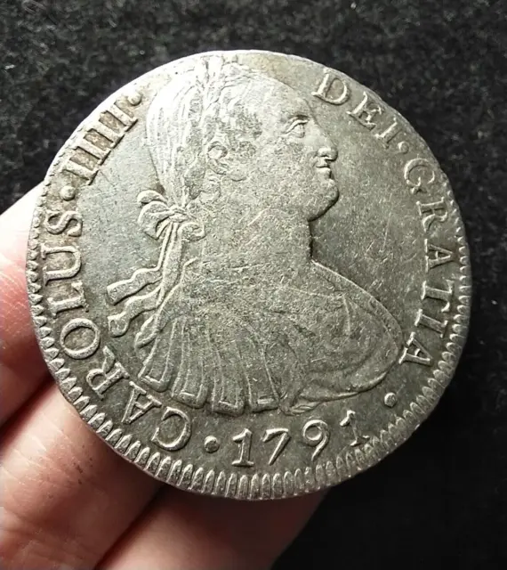 8 Reales 1791 Bust Dollar Hispan Mexico Spanish Colonial, Carolus IIII, MO, FM