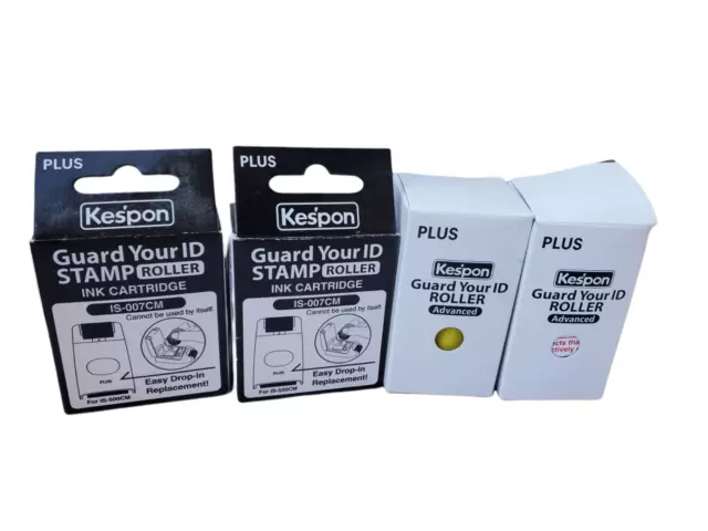 Kespon Plus Guard Your ID Identity Theft Prevention Stamp ADVANCED Roller 4-Pack