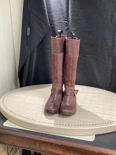 Timberland Leather Tall Riding Boots, Brown/Burgundy, Size 7M (274)