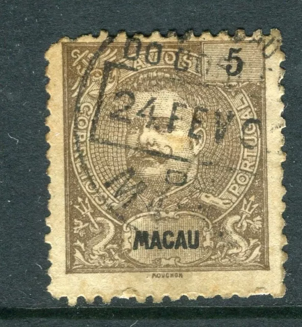 MACAU; 1888 early classic Carlos issue fine used 5a. value