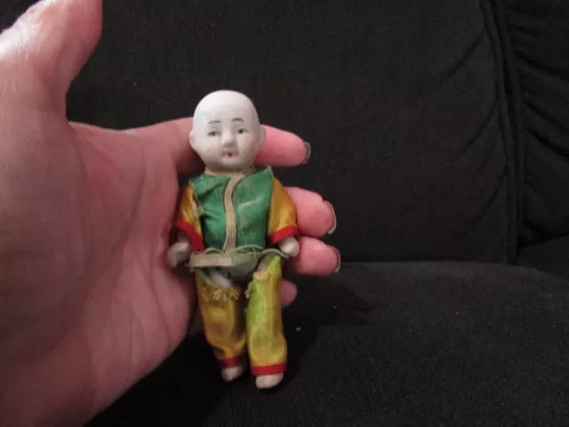 Vintage bisque strung  Japan baby 3-3/4" original clothing doll