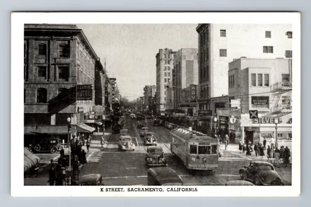 Sacramento CA- California, K Street, Aerial Scenic View, Vintage Postcard