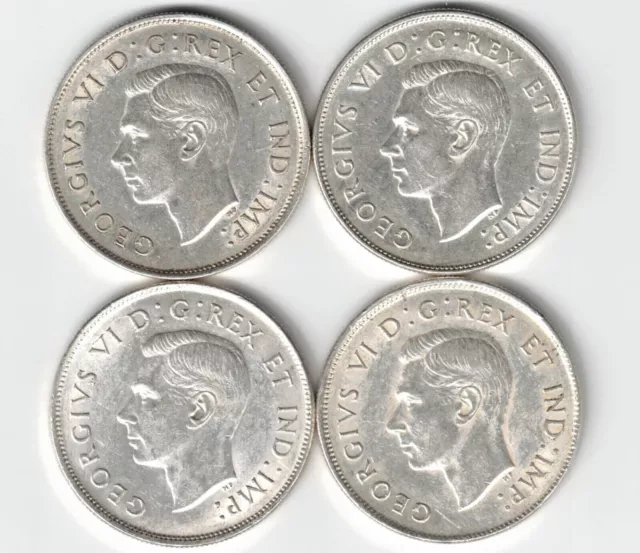 4 X Canada 50 Cents Half Dollars King George Vi Silver Coins 1941 1942 1943 1944 2