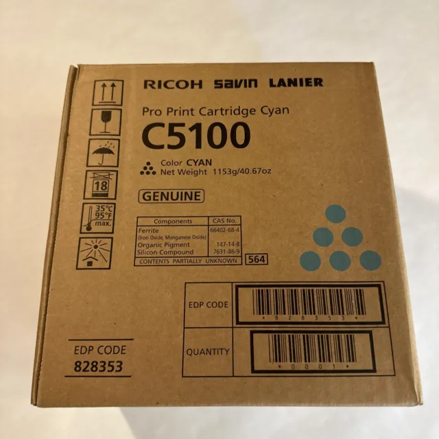 Genuine Ricoh Savin Lanier 828353 Pro Print Cartridge Cyan C5100 Pro Toner