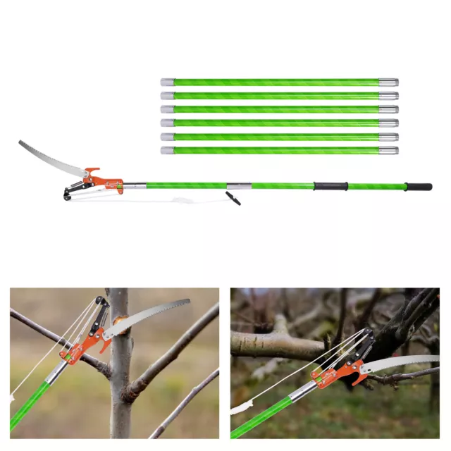 26 Ft Tree Pole Pruner Garden Tool Extendable Tree Branch Long Reach Limb Cutter